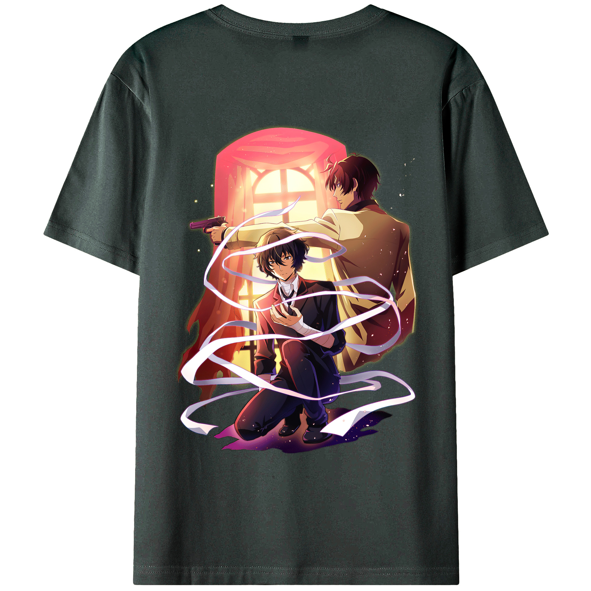 （画像用） 文豪ストレイドッグス Bungo Stray Dogs 綿100％ メンズ半袖Tシャツ（バックプリント） 通気性